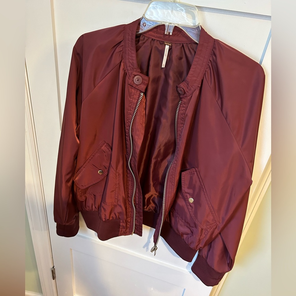 Free People Midnight Satin Bomber Jacket - Picture 4 of 5